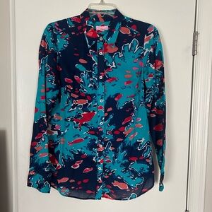 Lilly Pulitzer 2 Blues and red Button Down Shirt